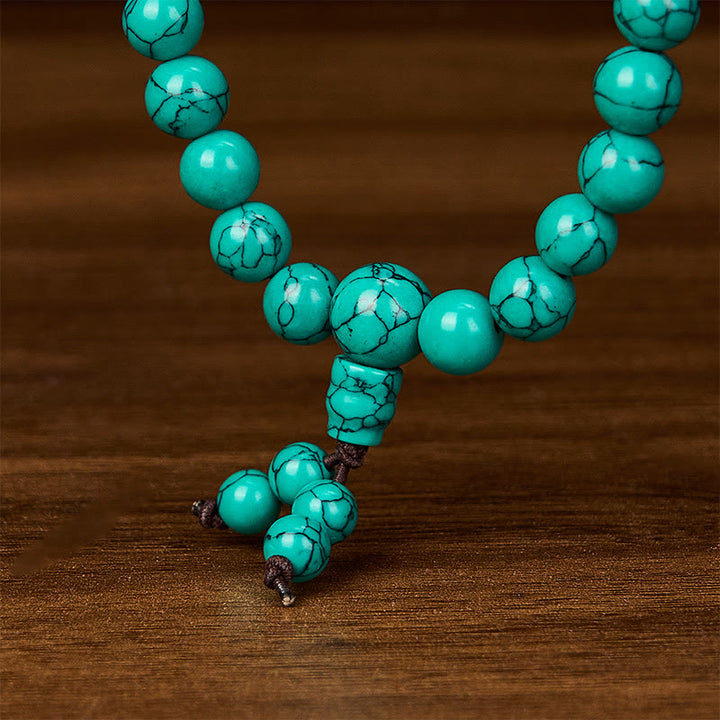 Buddha Stones Mala de protection multi-enroulement inspirée de la turquoise, composée de 108 perles. - image 5