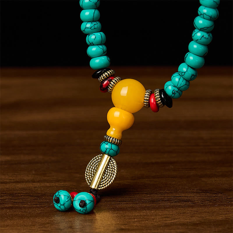 Buddha Stones Mala de perles turquoise Abacus Dzi, symbole de communication et de prospérité - image 5
