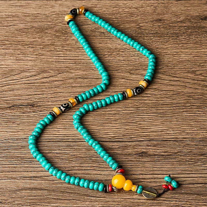 Buddha Stones Mala de perles turquoise Abacus Dzi, symbole de communication et de prospérité - image 3