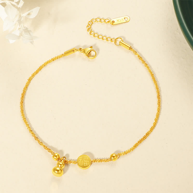 Buddha Stones Bracelet de cheville porte-bonheur en acier titane avec le symbole Fu - image 2