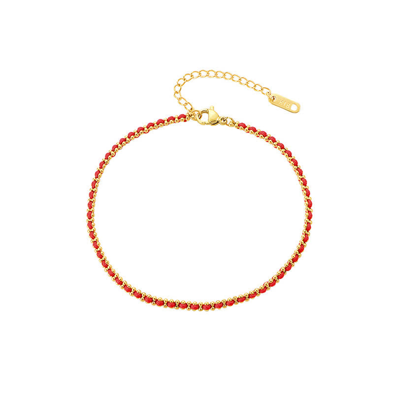 Buddha Stones Bracelet de cheville tressé renforcé en acier titane et cordon rouge - image 4