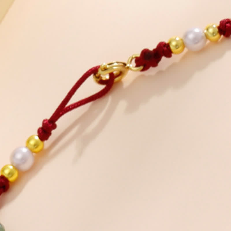 Buddha Stones Bracelet de cheville de protection à breloque florale en cordon rouge tissé à la main - image 11