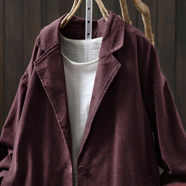 Veste mi-longue à manches longues et poches, ornée de boutons et de Buddha Stones pour le printemps et l'automne. - image 17
