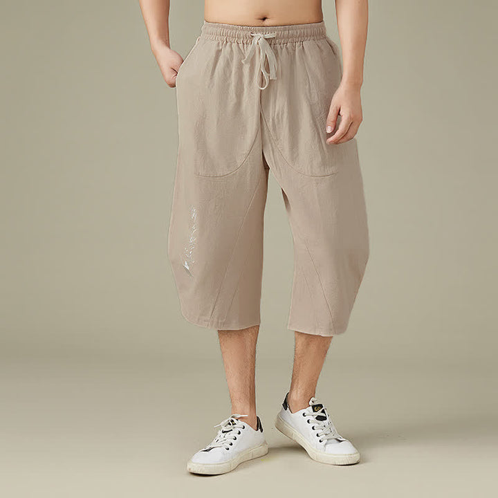 Pantalon fuselé décontracté en coton uni Buddha Stones pour homme, avec poches - Blé - US/UK/AU54，EU64 (9XL) - image 8
