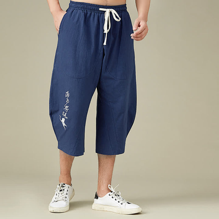 Pantalon fuselé décontracté en coton uni Buddha Stones pour homme, avec poches - image 12