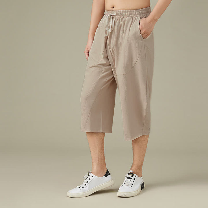 Pantalon fuselé décontracté en coton uni Buddha Stones pour homme, avec poches - image 10