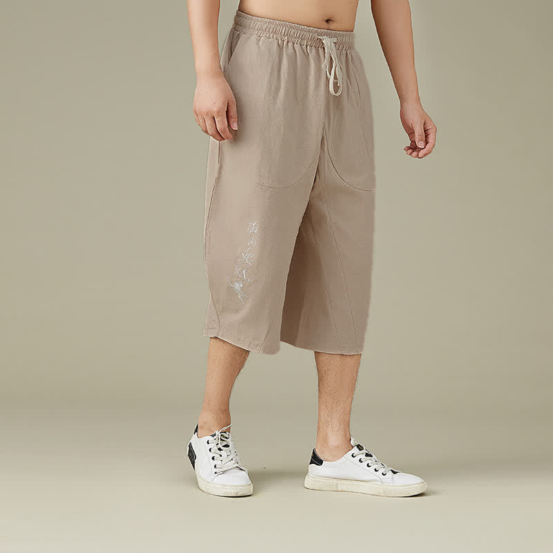 Pantalon fuselé décontracté en coton uni Buddha Stones pour homme, avec poches - image 9