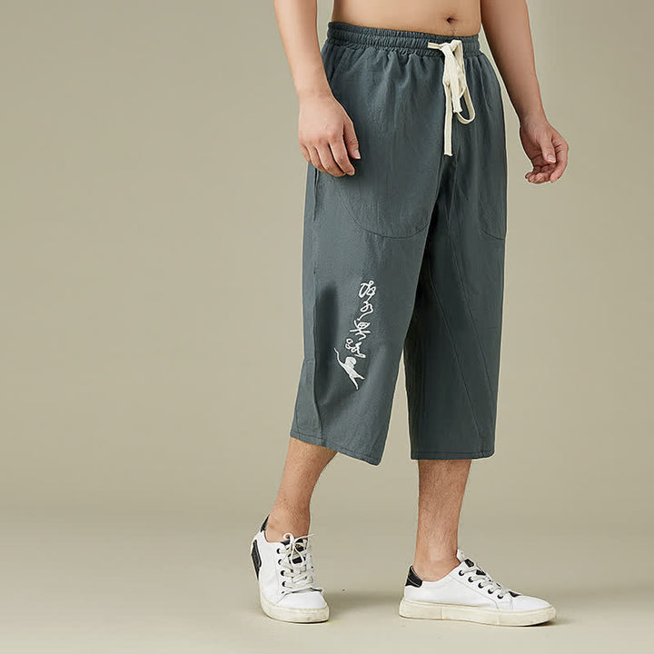 Pantalon fuselé décontracté en coton uni Buddha Stones pour homme, avec poches - image 4