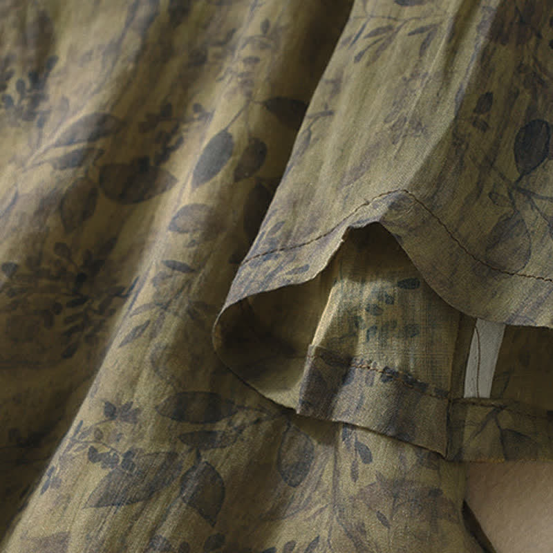Chemise femme en coton et lin à manches trois-quarts avec broderie de Buddha Stones - image 17