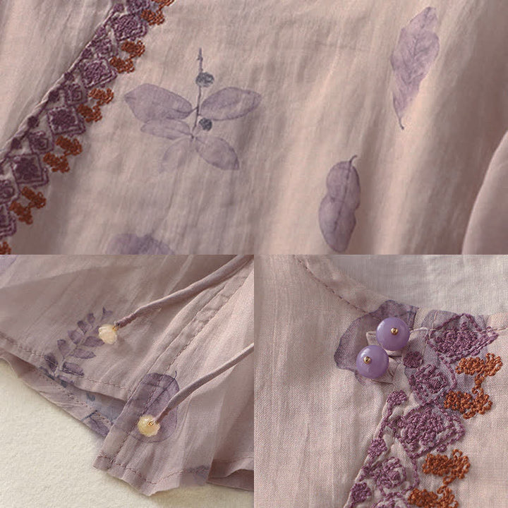Chemise à manches trois-quarts pour femme avec motif de broderie de Buddha Stones - image 11
