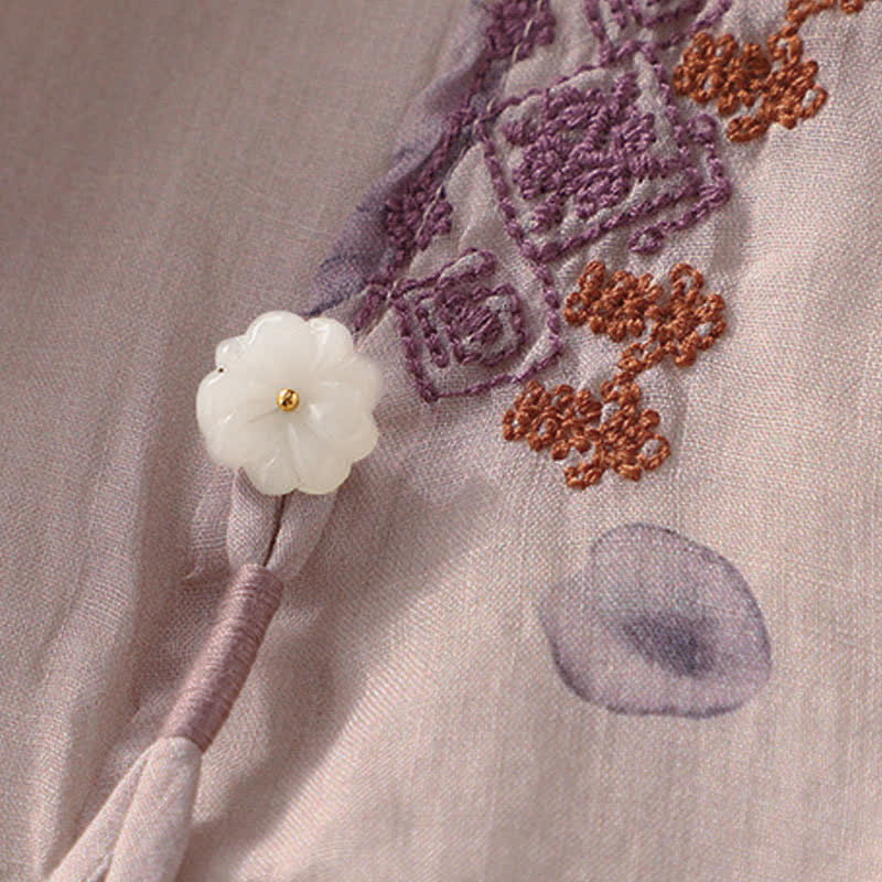 Chemise à manches trois-quarts pour femme avec motif de broderie de Buddha Stones - image 7