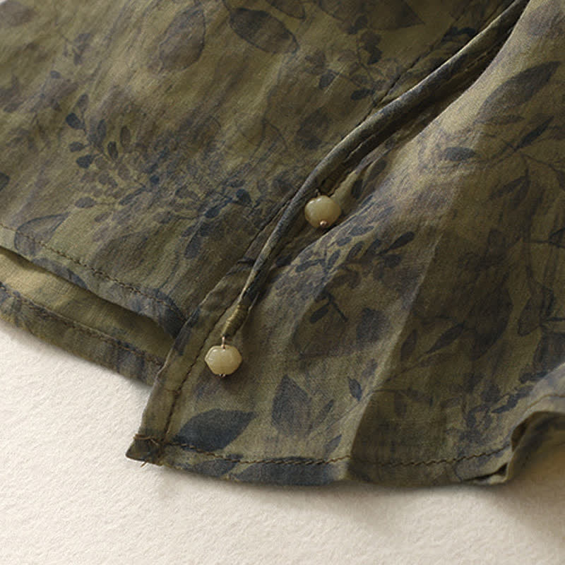 Chemise femme en coton et lin à manches trois-quarts avec broderie de Buddha Stones - image 18