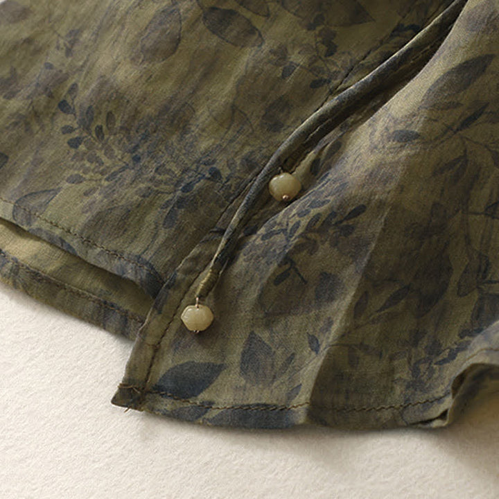 Chemise femme en coton et lin à manches trois-quarts avec broderie de Buddha Stones - image 18