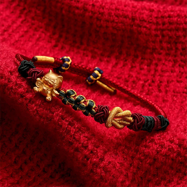 Buddha Stones Bracelet porte-bonheur chat tissé à la main en fil rouge - image 9