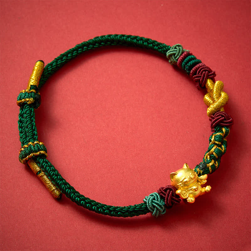 Buddha Stones Bracelet porte-bonheur chat tissé à la main en fil rouge - image 1
