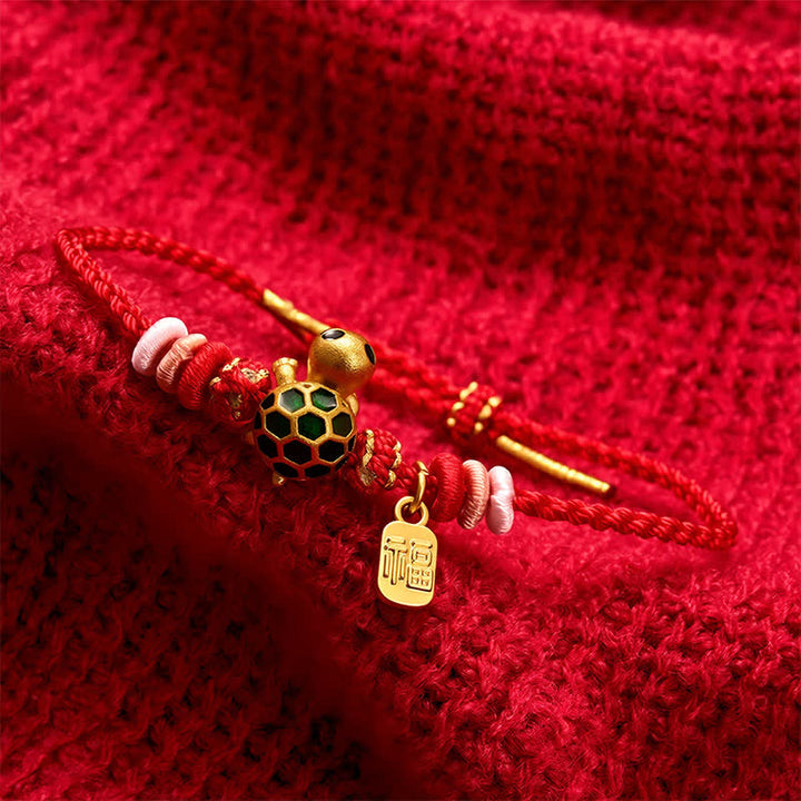 Buddha Stones Bracelet de résistance en corde rouge tissée à la main, représentant un personnage de Tortue Fu - image 13