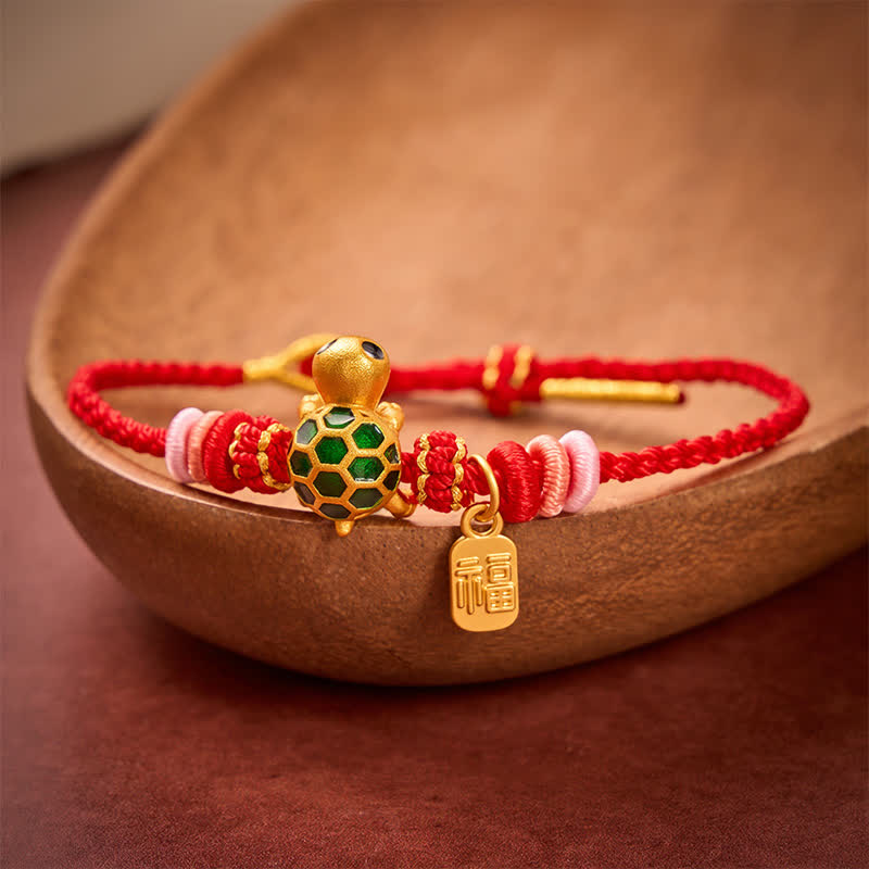 Buddha Stones Bracelet de résistance en corde rouge tissée à la main, représentant un personnage de Tortue Fu - image 12