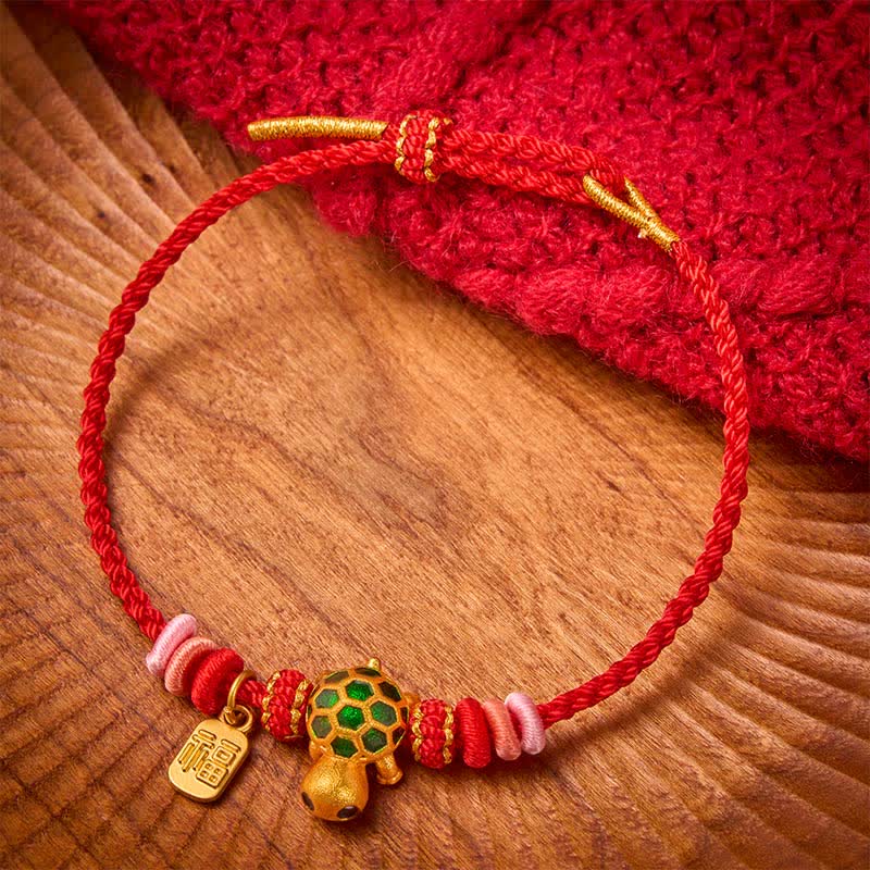 Buddha Stones Bracelet de résistance en corde rouge tissée à la main, représentant un personnage de Tortue Fu - image 11