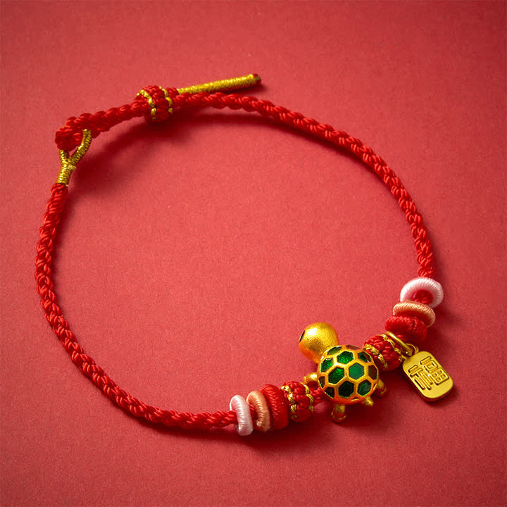Buddha Stones Bracelet de résistance en corde rouge tissée à la main, représentant un personnage de Tortue Fu - Cordon rouge - image 10