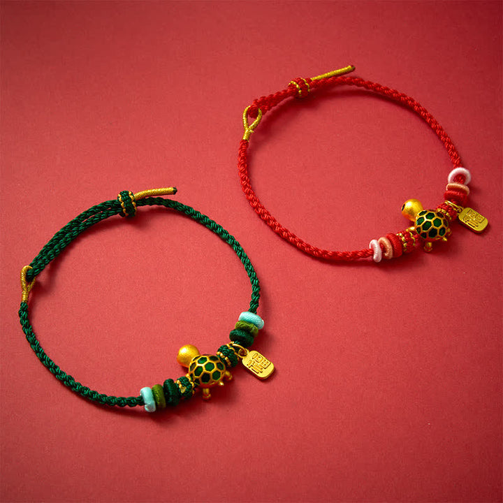 Buddha Stones Bracelet de résistance en corde rouge tissée à la main, représentant un personnage de Tortue Fu - image 15