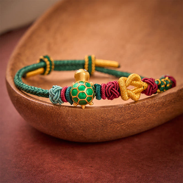 Buddha Stones Bracelet de protection en cuivre tressé à la main avec une tortue et un cordon rouge - image 11