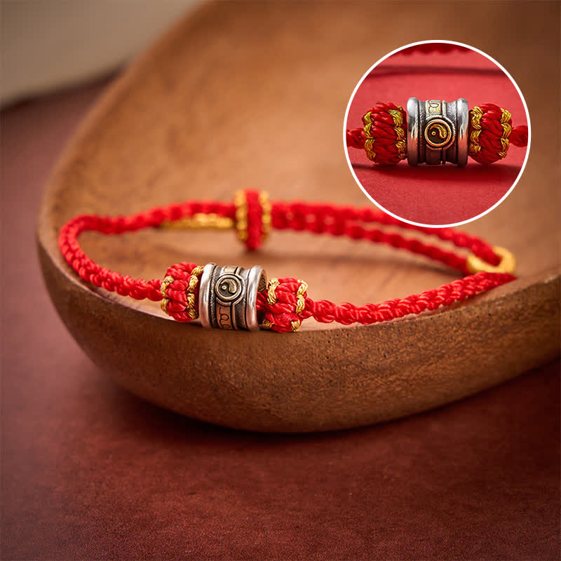 Buddha Stones Bracelet d'harmonie Yin Yang en cuivre et fil rouge - Cordon rouge - image 0