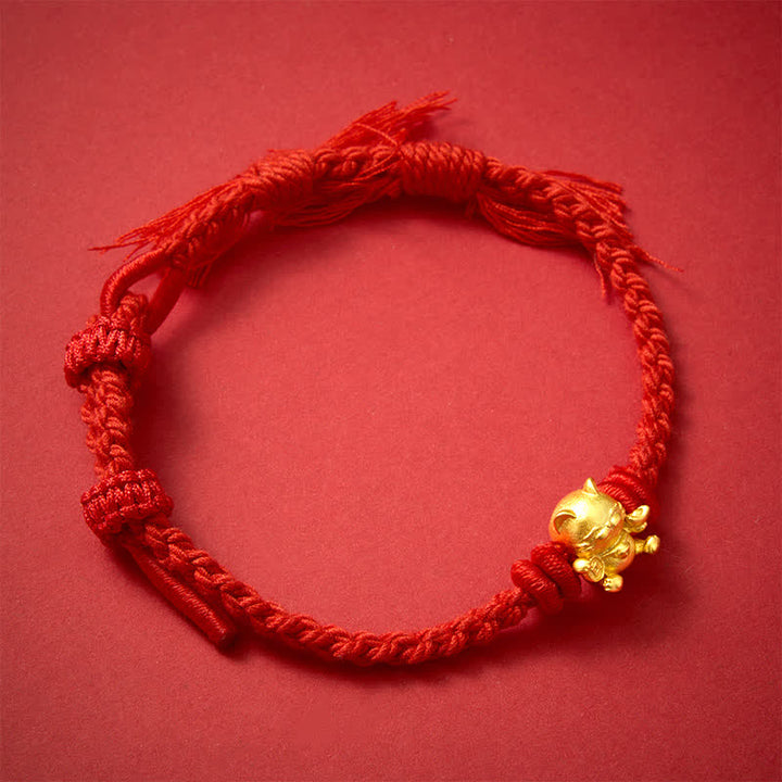 Buddha Stones Bracelet porte-bonheur chat en cuivre avec cordon rouge, symbole de richesse - image 9