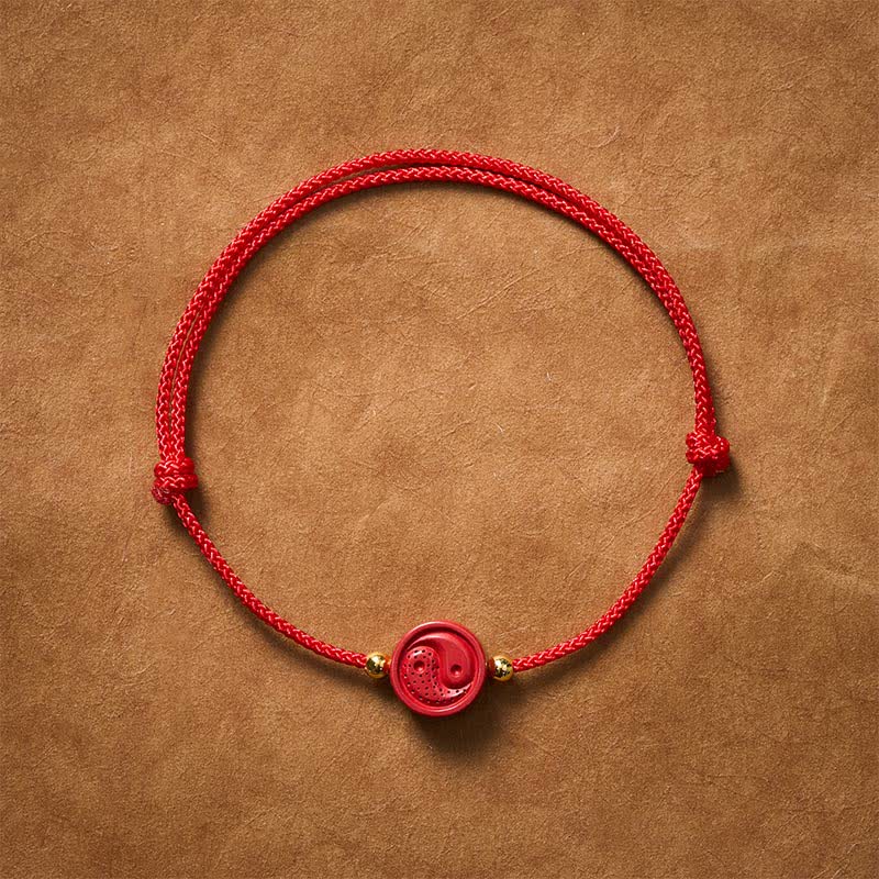 Buddha Stones Bracelet d'équilibre à cordes rouges Yin Yang - 5,9–6,7 po (15–17 cm) - image 0