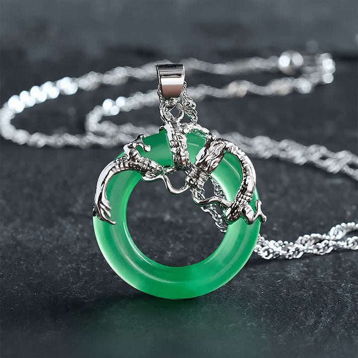 Buddha Stones Collier de protection avec pendentif rond en jade en forme de dragon - image 10