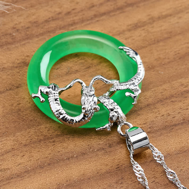 Buddha Stones Collier de protection avec pendentif rond en jade en forme de dragon - image 11