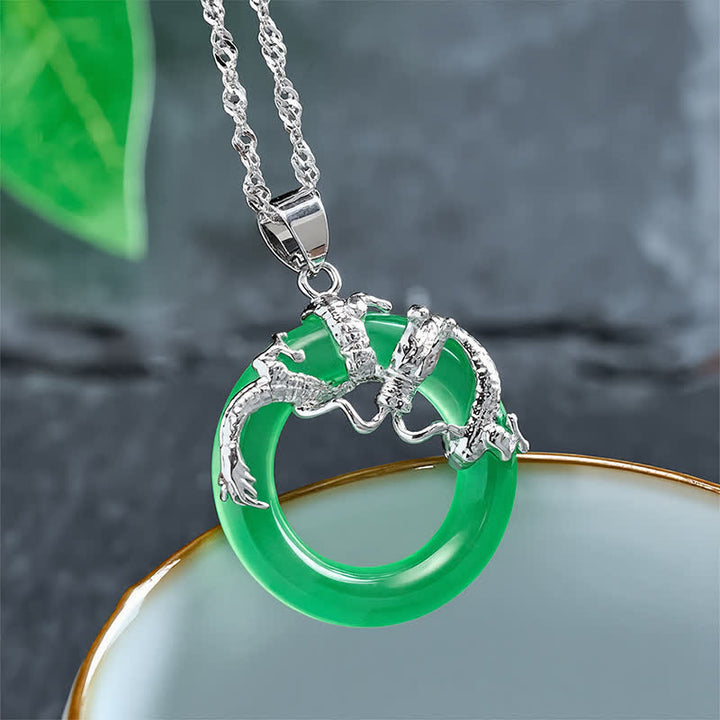 Buddha Stones Collier de protection avec pendentif rond en jade en forme de dragon - image 8