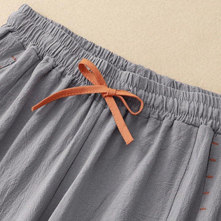 Pantalon large fendu à cordon de serrage pour femme, style décontracté et simple, avec poches, Buddha Stones - image 16