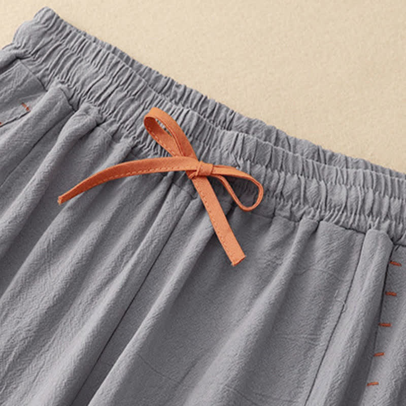 Pantalon large fendu à cordon de serrage pour femme, style décontracté et simple, avec poches, Buddha Stones - image 16
