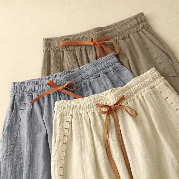 Pantalon large fendu à cordon de serrage pour femme, style décontracté et simple, avec poches, Buddha Stones - image 21
