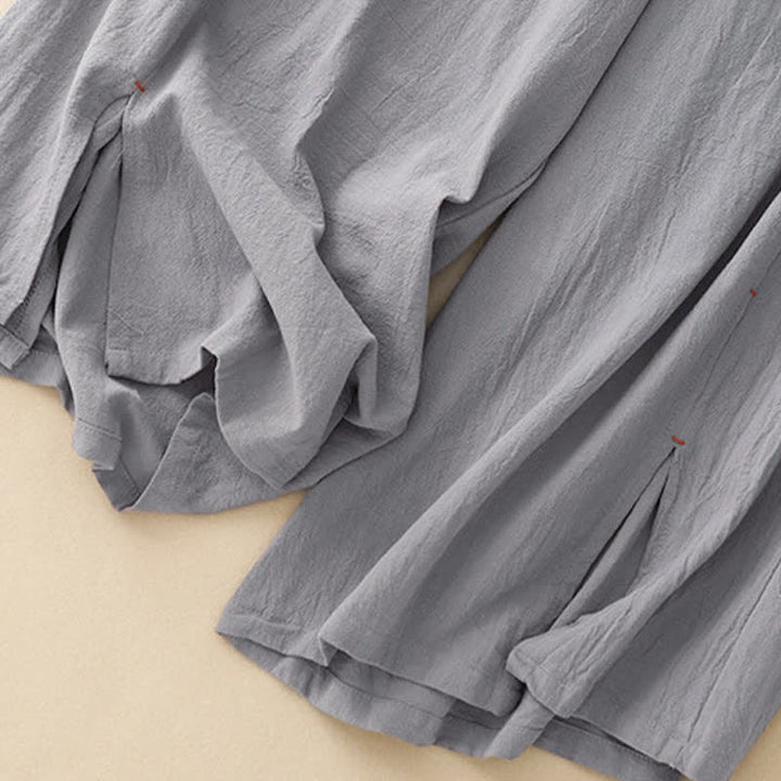 Pantalon large fendu à cordon de serrage pour femme, style décontracté et simple, avec poches, Buddha Stones - image 19