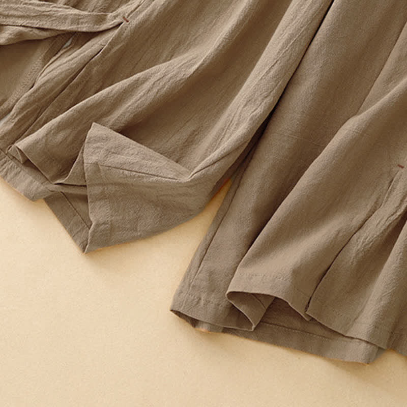 Pantalon large fendu à cordon de serrage pour femme, style décontracté et simple, avec poches, Buddha Stones - image 4