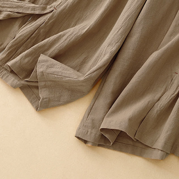 Pantalon large fendu à cordon de serrage pour femme, style décontracté et simple, avec poches, Buddha Stones - image 4