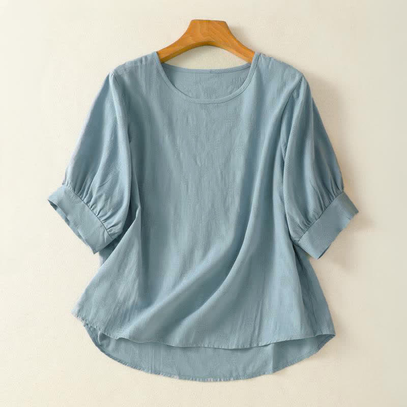 T-shirt ample à manches courtes pour femme, motif Buddha Stones , col rond uni - Bleu clair - US8-10，UK/AU12-14，EU40-42 (2XL) - image 0