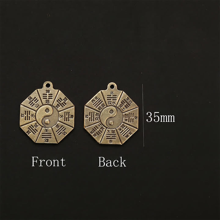 Buddha Stones Pendentif vintage en laiton Bagua Pi Xiu Cinq pièces impériales, porte-clés de protection Yin Yang - image 14