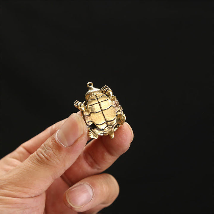 Buddha Stones Porte-clés tortue articulé en laiton, porte-bonheur de prospérité - image 12