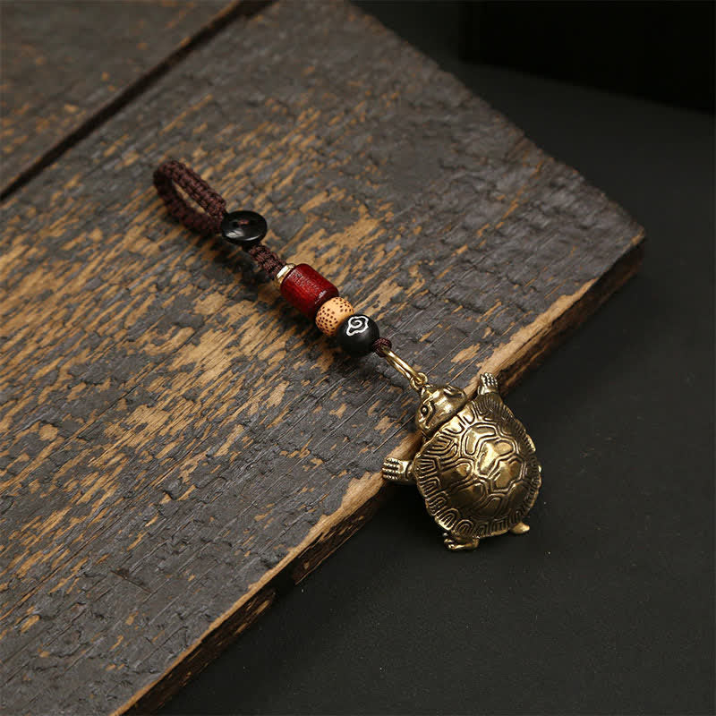 Buddha Stones Porte-clés tortue articulé en laiton, porte-bonheur de prospérité - Tortue articulée - image 0