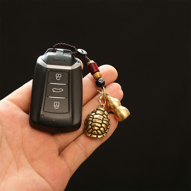 Buddha Stones Porte-clés de protection en laiton avec pièces Pi Xiu et cinq empereurs - image 15