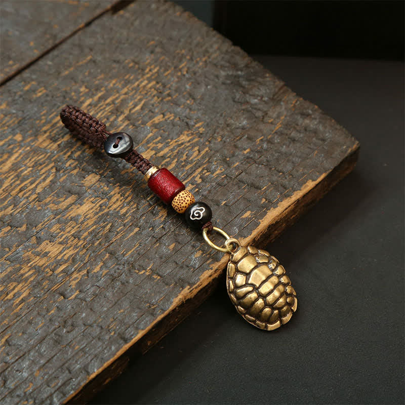 Buddha Stones Porte-clés de protection en laiton avec pièces Pi Xiu et cinq empereurs - image 1