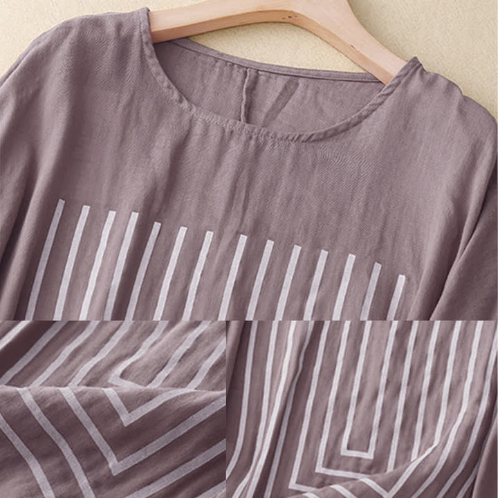 T-shirt décontracté à manches courtes en coton et lin pour femme, motif imprimé Buddha Stones - image 18