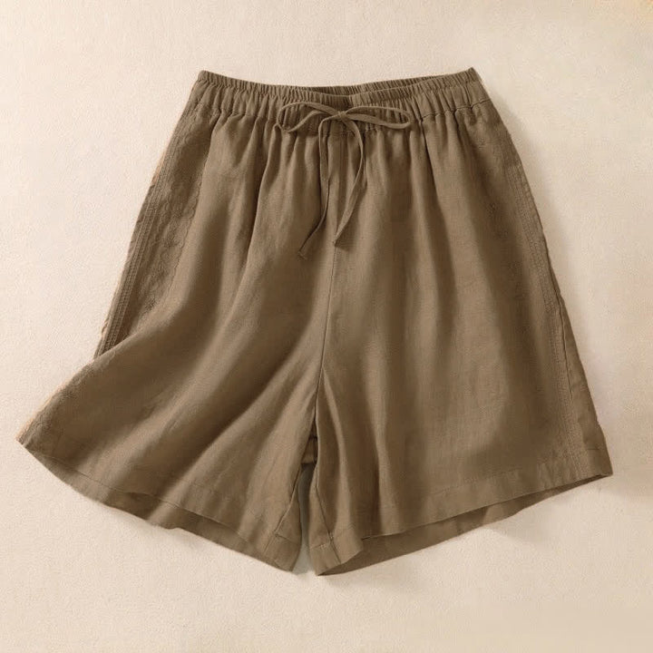 Short femme à cordon de serrage et poches, orné d'un motif floral brodé et de Buddha Stones - Pérou - US8-10，UK/AU12-14，EU40-42 (2XL) - image 6