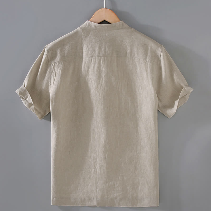 Chemise chinoise vintage à boutons grenouille et poches, style Tang, avec Buddha Stones - image 1