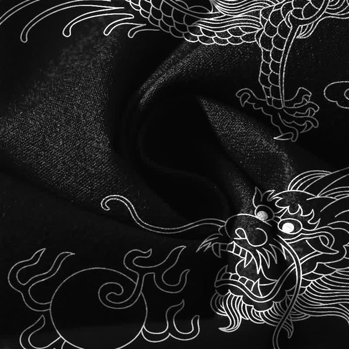 Buddha Stones Pantalon fuselé pour homme en pur coton, motif dragon impérial, cordon de serrage et poches - image 6