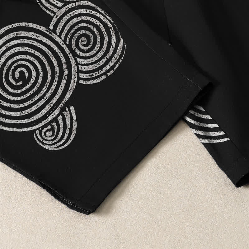 Buddha Stones Pantalon fuselé pour homme en pur coton, à cordon de serrage et poches, motif spirale concentrique. - image 5