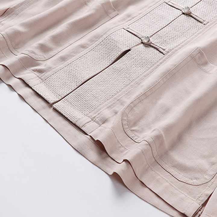 Buddha Stones Ensemble chemise et pantalon à manches longues, style Tang, col mandarin, boutons brandebourg, poches, idéal pour la méditation. - image 6
