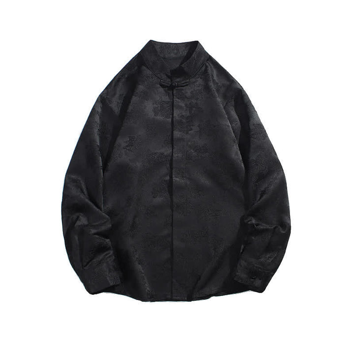 Buddha Stones Chemises à manches longues pour hommes, élégantes, style Tang, col mandarin et imprimé floral, automne - image 9
